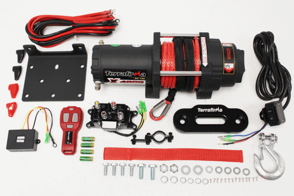 Terrafirma  4000LB 4x4 Recovery Winch 4,000lb 12v Synthetic Rope  TF3340