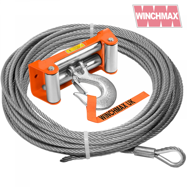WINCH MAX STEEL ROPE 26M X 12MM, HOLE FIX. ROLLER FAIRLEAD. 1/2 INCH CLEVIS HOOK. FOR WINCHES UP TO 17,500LB.