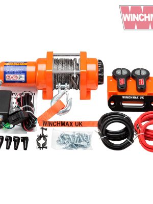 WINCHMAX 3,000LB (1,361KG) ORIGINAL ORANGE 12V ELECTRIC WINCH, 15.5M X 5MM DYNEEMA ROPE, 1/4 HOOK, WIRELESS REMOTE CONTROLS.