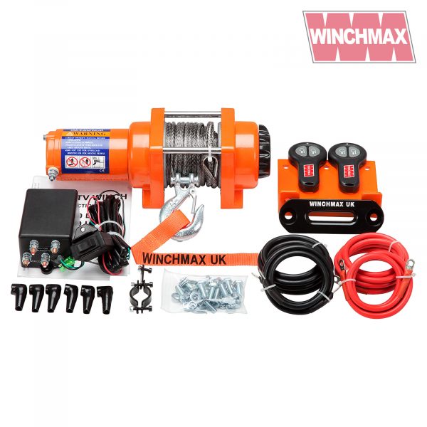 WINCHMAX 3,000LB (1,361KG) ORIGINAL ORANGE 12V ELECTRIC WINCH, 15.5M X 5MM DYNEEMA ROPE, 1/4 HOOK, WIRELESS REMOTE CONTROLS.