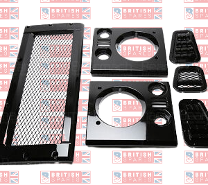 Gloss Black Grille, Headlight Surrounds & Vents for Land Rover Defender