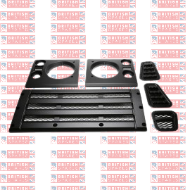 LAND ROVER DEFENDER UPGRADED GRILLE, LAMP & VENT FACELIFT KIT (BLACK)