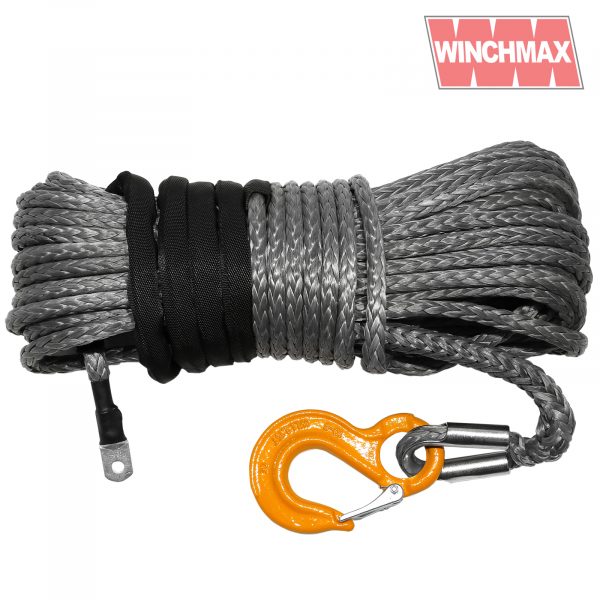 PREMIUM QUALITY SYNTHETIC WINCH ROPE 30M X 12MM, SCREW FIX & COMPETITION HOOK [1192] - Image 2