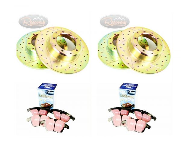 LAND ROVER P38 DRILLED & GROOVED BRAKE DISCS & EBC PADS FRONT & REAR-PBDK15