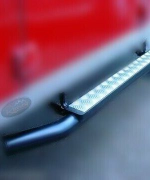 LR DEFENDER 110 TRUCK CAB 3" TUBE XS STYLE SIDE STEPS  SILVER  RE110XS++BKT