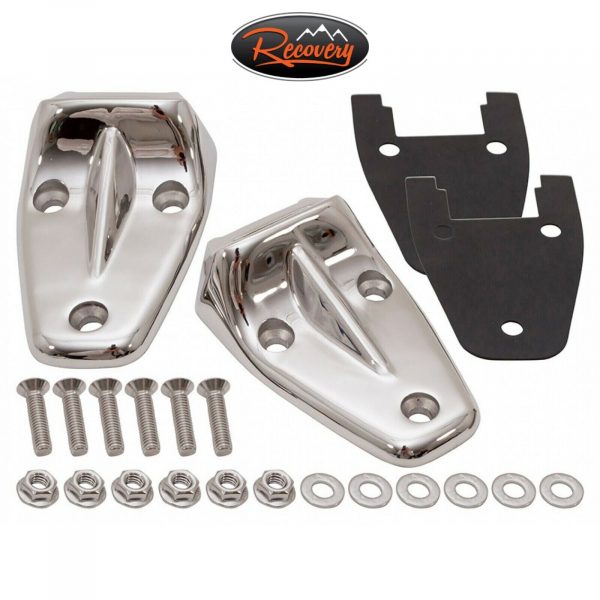 Land Rover Defender - Pair Stainless Steel & Polished Bonnet Hinges - DA1152SS
