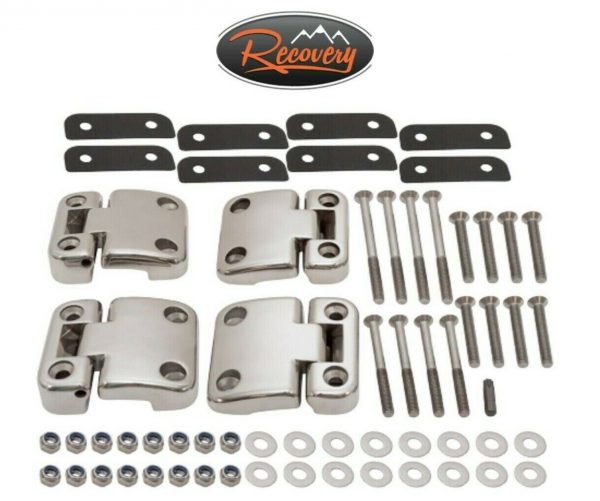 Land Rover Defender - Set Of 4 Polished Stainless Steel 2nd Row Door Hinges Kit