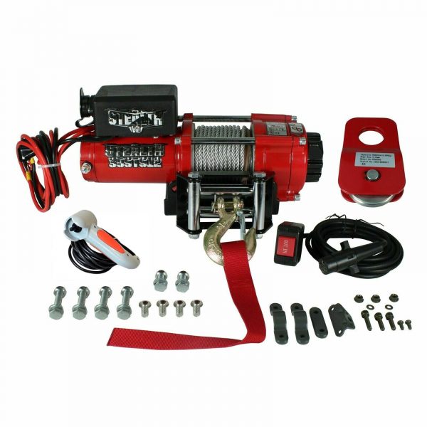 Stealth 3500lb 12v Electric Winch Including Steel Rope & Pulley Block