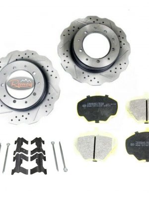 DEFENDER 300 TDI - REAR PERFORMANCE BRSKE DISC WAVY DRILLED GROOVED DISCS & PADS