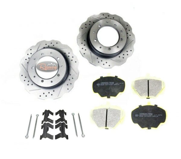 DEFENDER 300 TDI - REAR PERFORMANCE BRSKE DISC WAVY DRILLED GROOVED DISCS & PADS