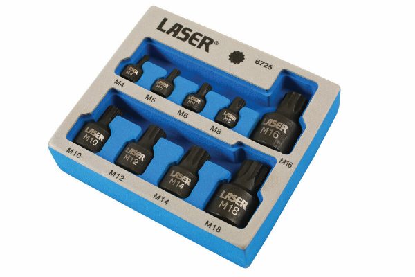 Laser Tools - Spline Socket Bit Set 1/4-3/8-1/2 Low Profile Black Finish - 6725
