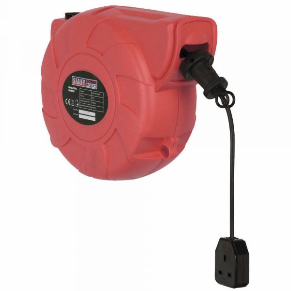 Sealey Cable Reel System Retractable 10mtr 1 x 230V Single Socket Outlet- CRM101