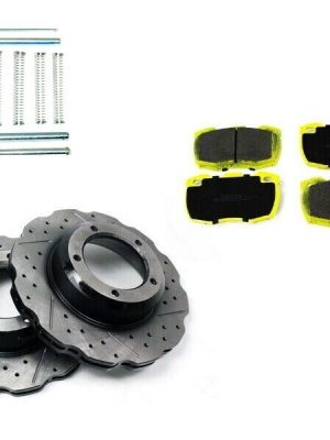 DEFENDER TD5  FRONT PERFORMANCE BRAKE KIT DRILLED & GROOVED WAVY DISCS & PADS