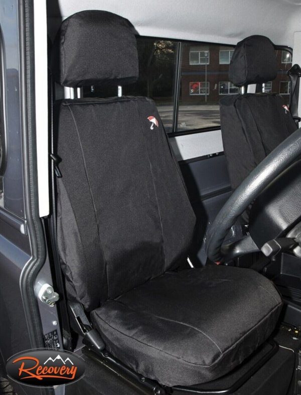 LAND ROVER DEFENDER BLACK FRONT WATERPROOF SEAT COVERS SET (PAIR) - DA2818BLACK