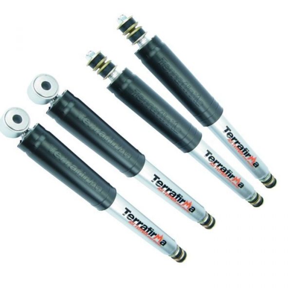 LAND ROVER DEFENDER  TERRAFIRMA FRONT & REAR SHOCK STD TRAVAL  ABSORBER SET