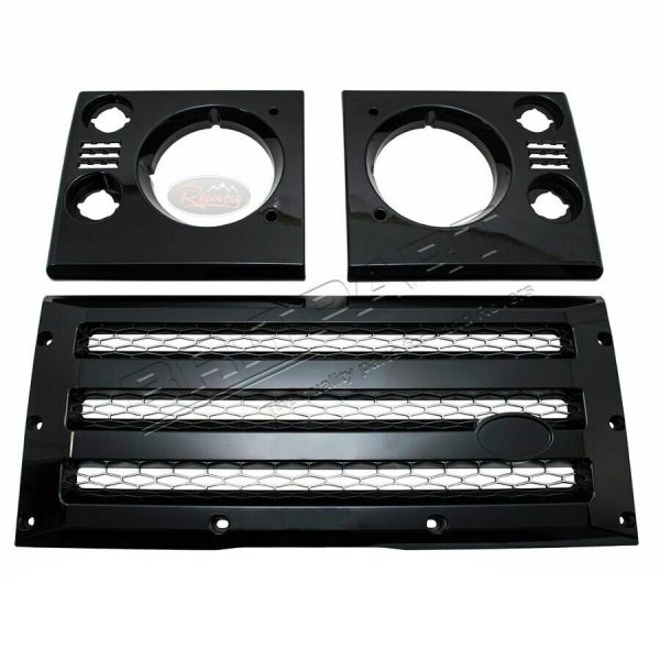 LAND ROVER DEFENDER  XS GRILLE & LAMP SURROUND KIT BLACK WITH SILVER MESH DA1968