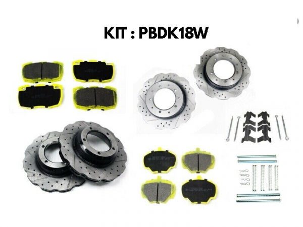 LR DEFENDER 110 TD5 PERFORMANCE BRAKE DRILLED & GROOVED WAVY DISCS + PADS