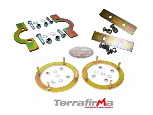 LR DEFENDER 90 - FRONT AND REAR COIL SPRING RETAINING PLATES TF505 TF506 TF502