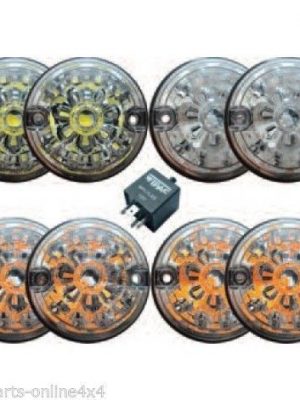 Land Rover Defender Front & Rear Clear Wipac LED Light Upgrade Kit 73mm DA1191