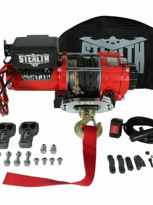 Stealth 3500lb 12v Electric Winch With Synthetic Rope & Winch Cover