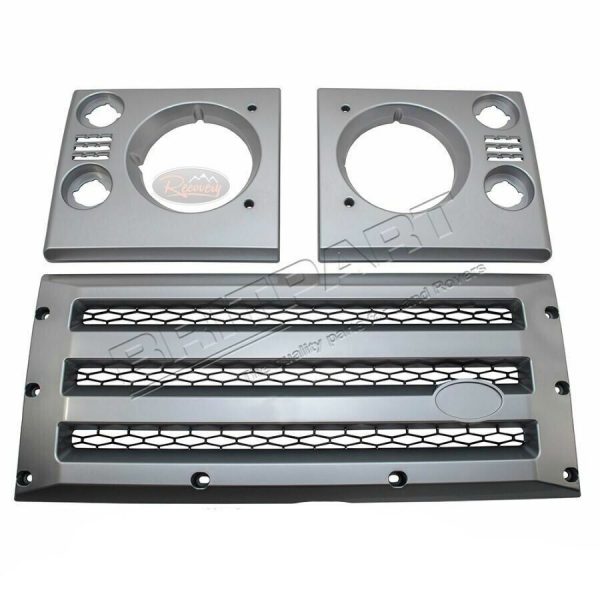 DEFENDER XS GRILLE & LAMP SURROUND SILVER WITH BLACK MESH -DA1969