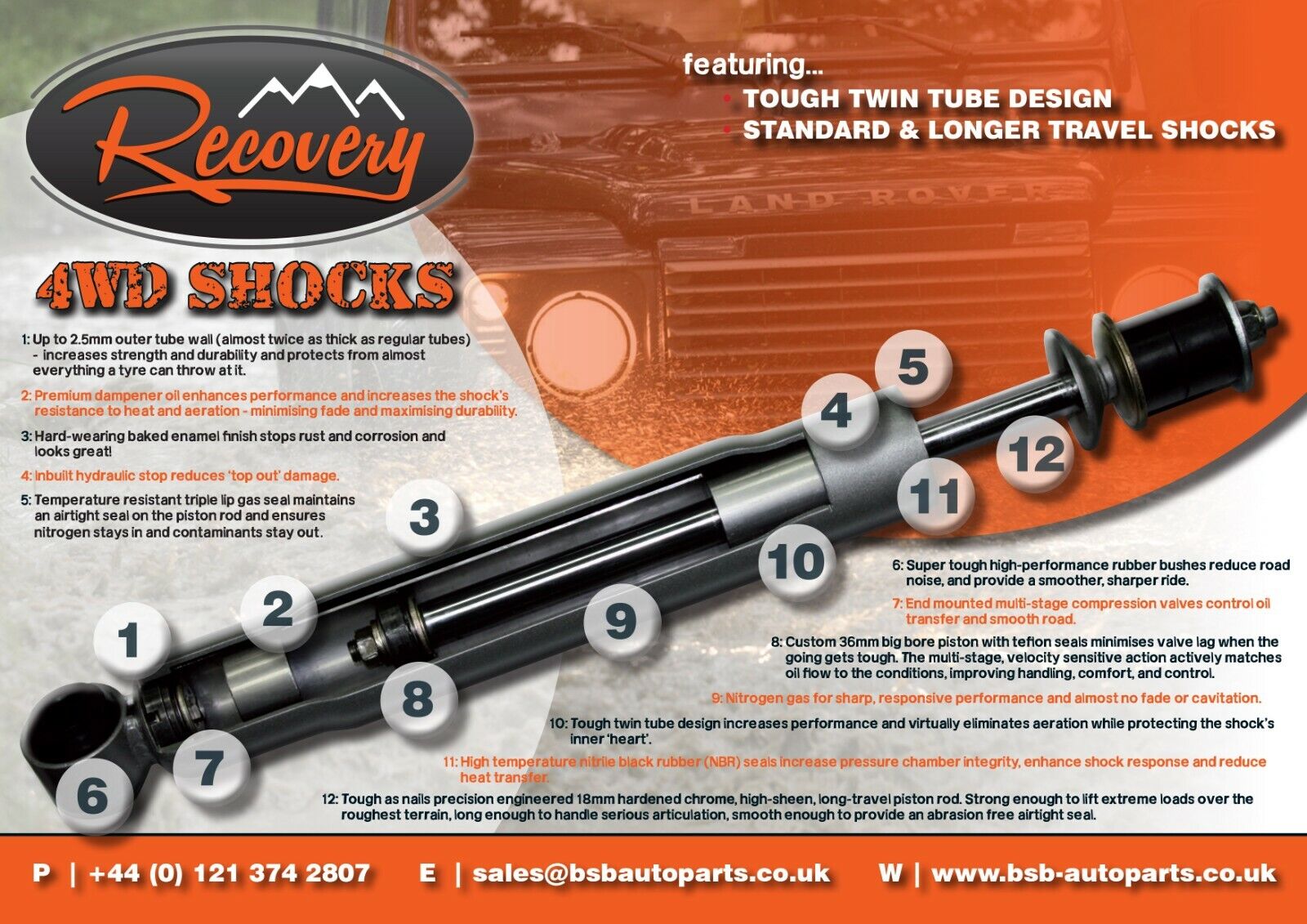 LAND ROVER DISCOVERY 1 RECOVERY BRAND HD FRONT & REAR SHOCK ABSORBERS - Image 4