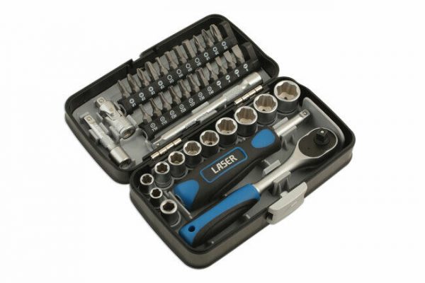 LASER TOOLS  GLOVEBOX SIZE 1/4 DRIVE 38 PIECE SET SOCKET RATCHET