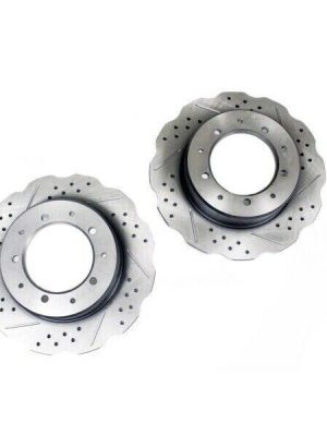 Defender 90 REAR performance drilled and grooved wavy discs x 2 LR017953WCDG