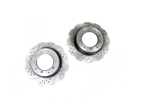 Defender 90 REAR performance drilled and grooved wavy discs x 2 LR017953WCDG