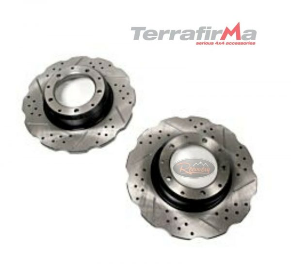 LAND ROVER DEFENDER 110 2002-16 - PERFORMANCE REAR WAVY DRILLED & GROOVED DISCS