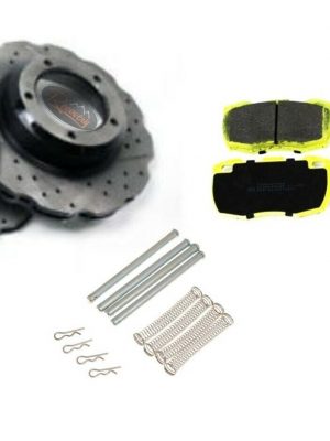 DEFENDER 300 TDI - FRONT PERFORMANCE DRILLED & GROOVED WAVY DISCS & PADS KIT