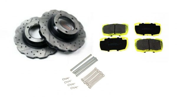 DEFENDER 300 TDI - FRONT PERFORMANCE DRILLED & GROOVED WAVY DISCS & PADS KIT