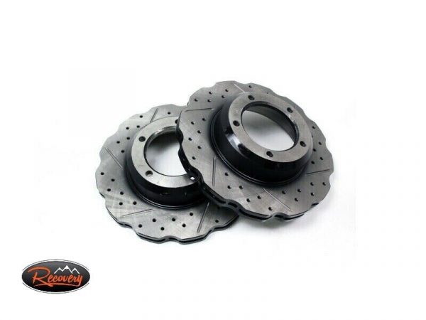 Defender vented front Performance Drilled and Grooved  wavy discsx2 LR017952WCDG