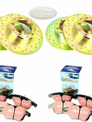 LR DEFENDER 90 FRONT & REAR PERFORMANCE RECOVERY BRAKE DISCS & EBC ULTIMAX PADS