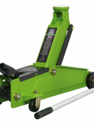 Sealey - 3 Tonne Ton Trolley Jack Hi Vis Green Long Chassis Car Garage  1153CXHV
