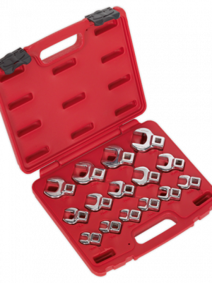Sealey - Crow's Foot Open End Spanner Set 15pc 3/8 Drive Metric