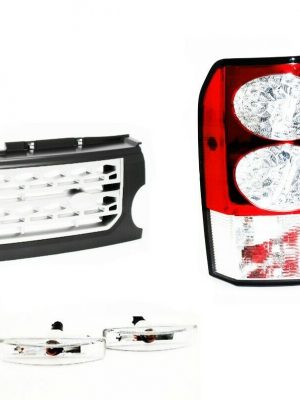 DISCOVERY 3 CLEAR LED TAIL LIGHTS, FRONT GREY & SILVER GRILLE UPGRADE KIT