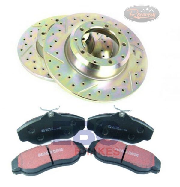 LR DEFENDER 90  FRONT PERFORMANCE RECOVERY BRAKE DISCS & EBC PADS  PBDK14