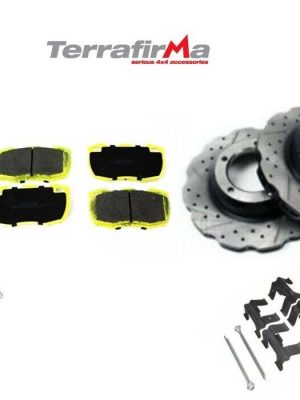 DEFENDER 110 PUMA PERFORMANCE BRAKE DRILLED & GROOVED WAVY DISCS + PADS