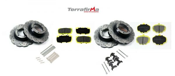 DEFENDER 110 PUMA PERFORMANCE BRAKE DRILLED & GROOVED WAVY DISCS + PADS