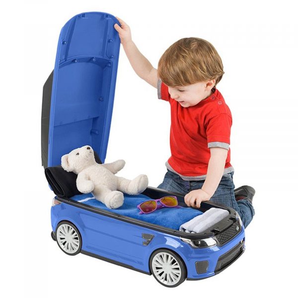 KIDS BLUE RIDE ON TOY CAR & SUITCASE - RANGE ROVER SPORT SVR CONVERTIBLE - Image 3