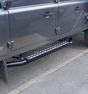 LAND ROVER DEFENDER 130 CREWCAB 4 DOOR-3'' TUBE SIDE STEPS BLACK PADS - RE/D130B