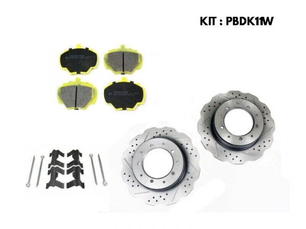 DEFENDER TD5 - PERFORMANCE BRAKE KIT DRILLED & GROOVED WAVY DISC & PADS
