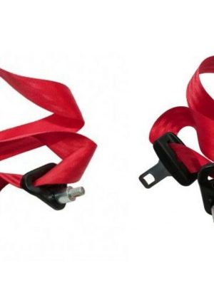 LAND ROVER DEFENDER 90 TD5 & TDCI - RED FRONT ROW SEAT BELTS SET PAIR - DA5055/6