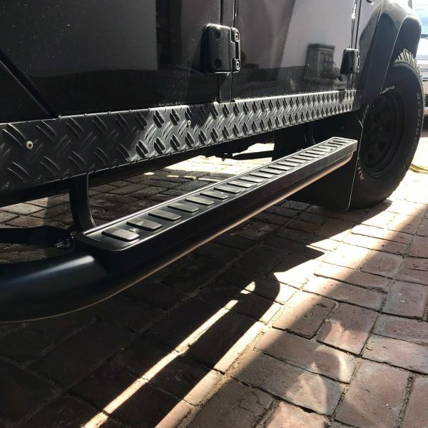 LAND ROVER Defender 110 ‘Fire & Ice’ style "Ebony" side steps (2)  UK MADE URBAN
