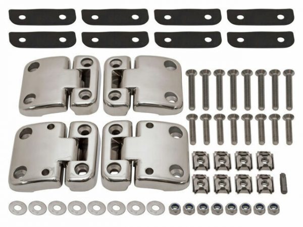 Land Rover Defender 90 - Set Of 4 Polished Stainless Steel Front Row Door Hinges