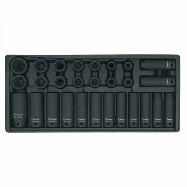 Sealey Tools Tool Tray DEEP & STANDARD Impact Socket Set 28pce 1/2 Drive Metric