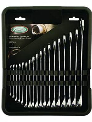 Kamasa - 18 Pc Polished Metric 6mm > 25mm Spanner Wrench Set In Tool Tray