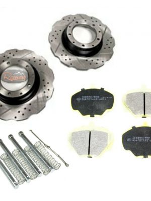 LAND ROVER DEFENDER 110 - REAR BRAKE DISCS DRILLED GROOVED WAVY DISCS & PADS KIT