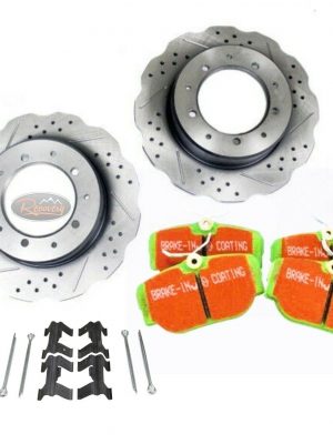 LAND ROVER DEFENDER 90 PUMA - REAR PERFORMANCE WAVY DRILLED & GROOVED BRAKE KIT